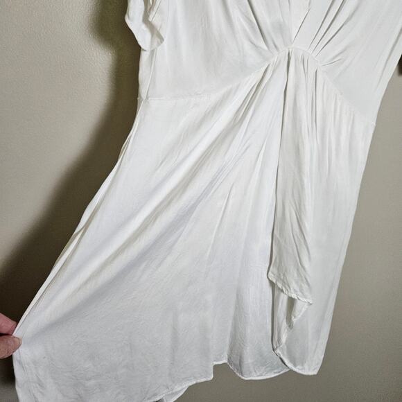 Zara White Mini Wrap Look Dress Sz Large - Picture 4 of 12